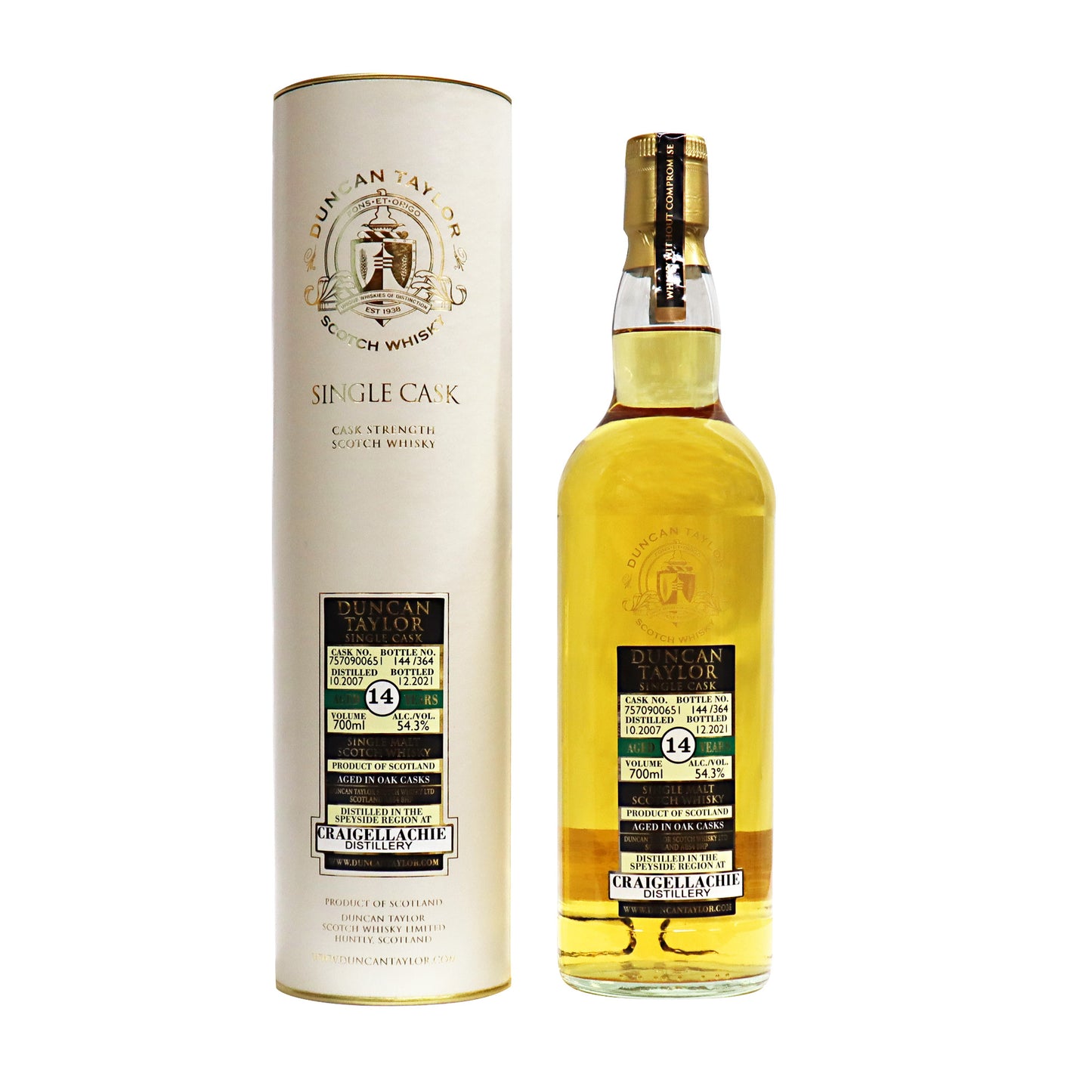 【クライゲラキ】シングルカスク 2007 14年 54.3度 700ml/ダンカンテイラー