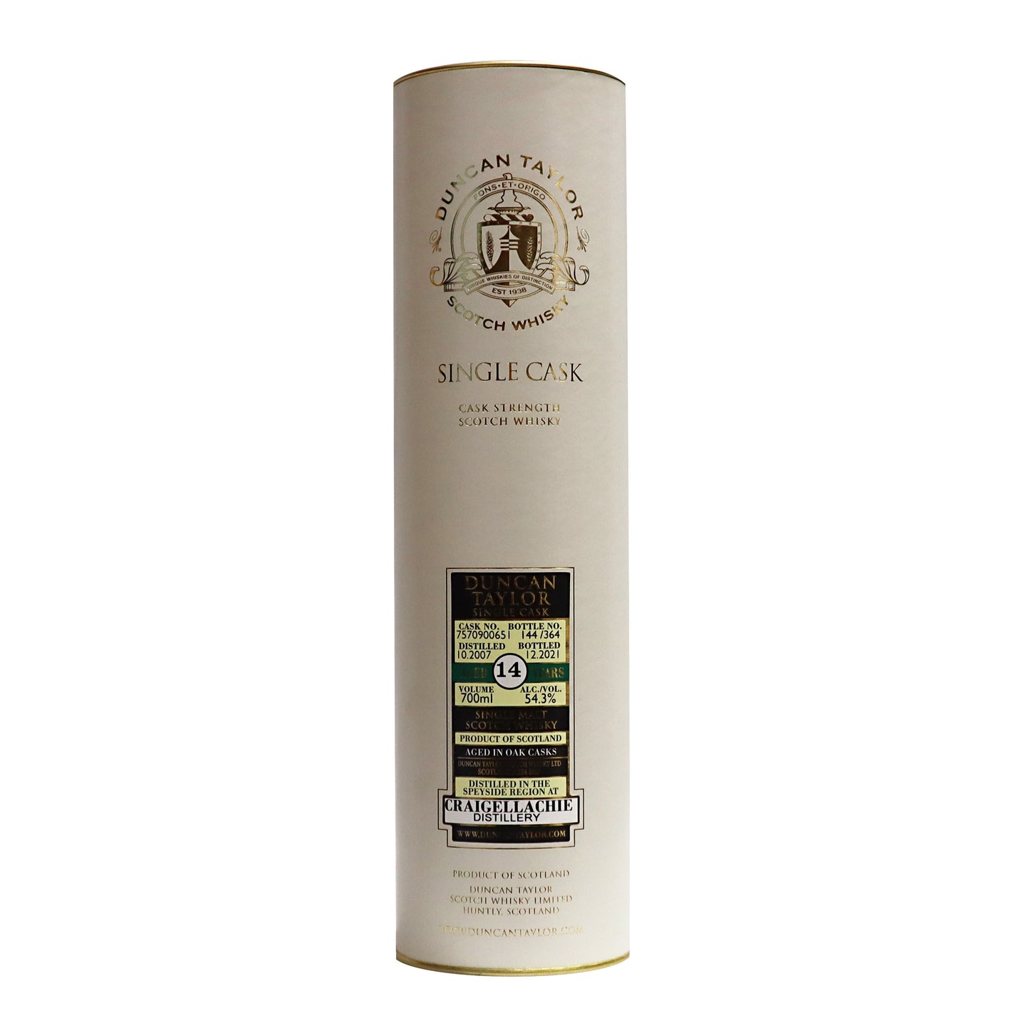 【クライゲラキ】シングルカスク 2007 14年 54.3度 700ml/ダンカンテイラー
