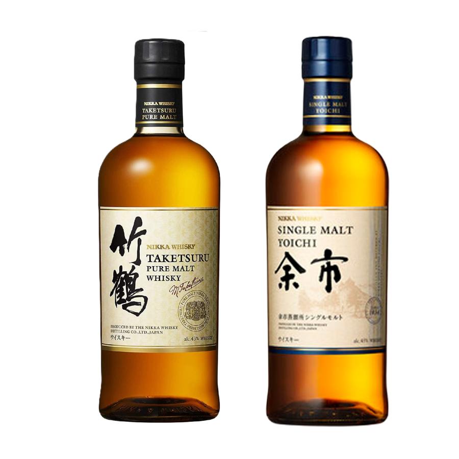 【ニッカウイスキー2本セットA】竹鶴ピュアモルトとシングルモルト余市 700ml×2