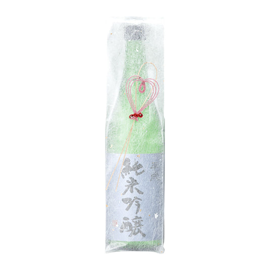 【バレンタインラッピング】ハート形水引＆和紙バッグ (700~750mlボトル専用)